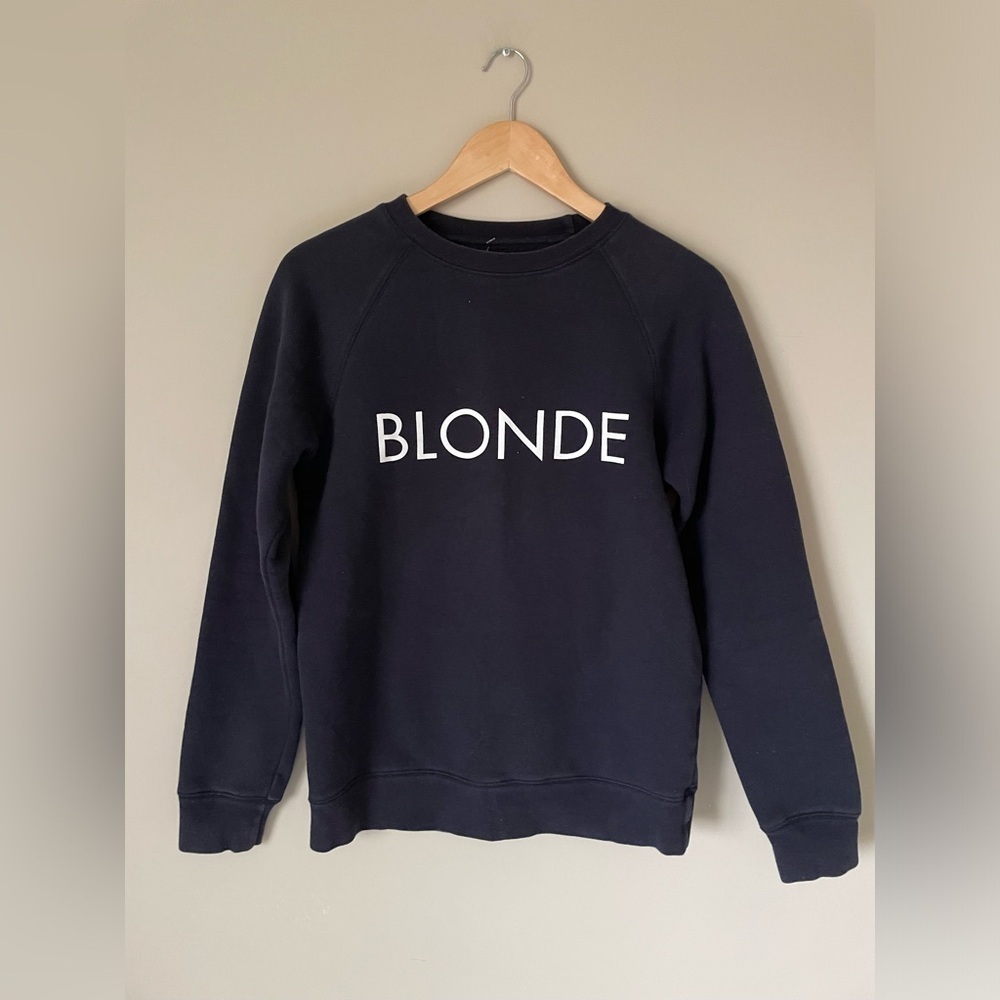 Brunette The Label “BLONDE” Black Sweatshirt crew neck size XS